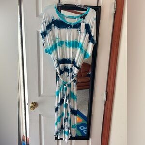 Lane Bryant Teal and White Tie-Dye Dress New With Tags